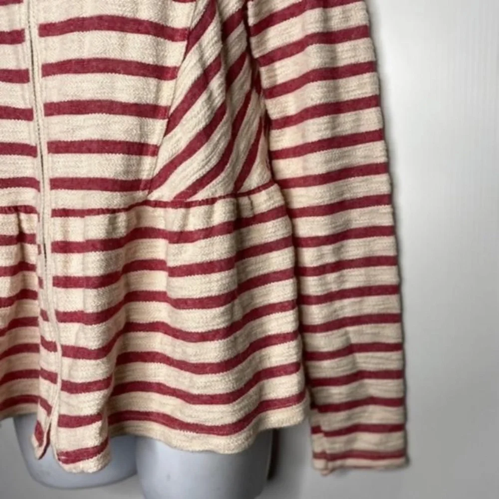 Free People Peplum Pink Striped Full Zip Terry Jacket XS